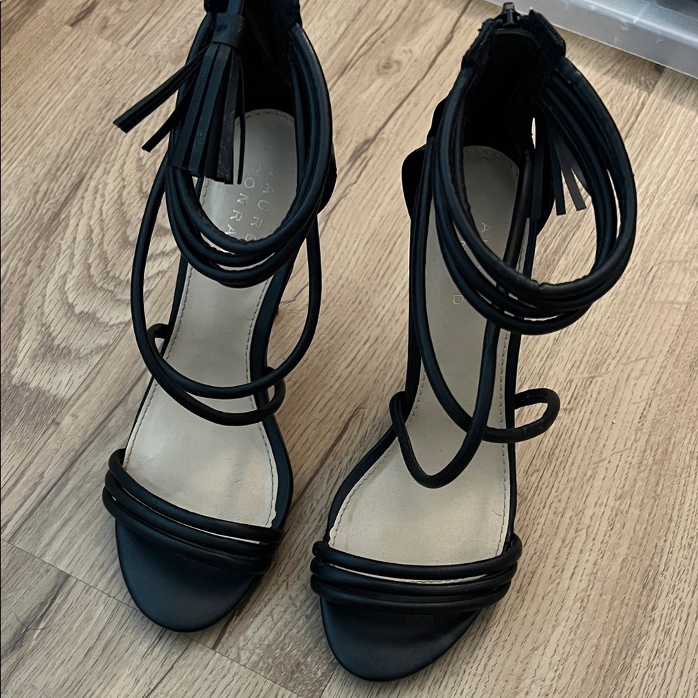 LC Lauren Conrad Black Strappy Heels